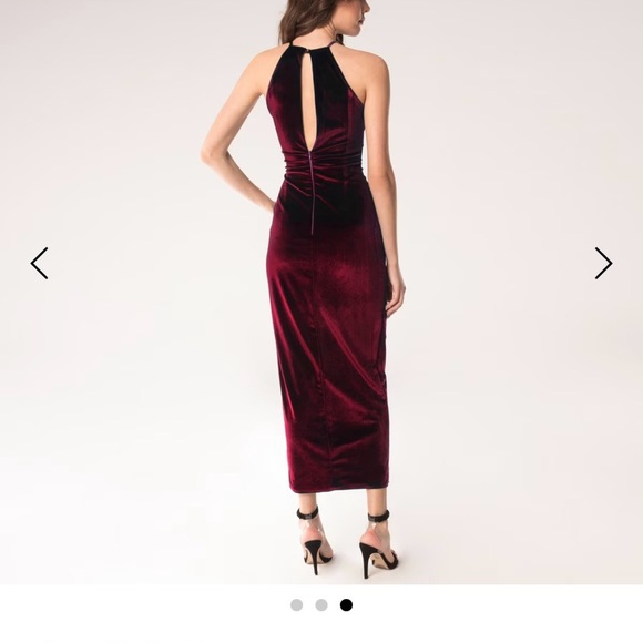 Elegant Velvet Burgundy Dress - Picture 2 of 6